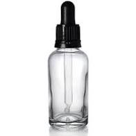 Dropper Bottles, Clear, Black Pipette Lids